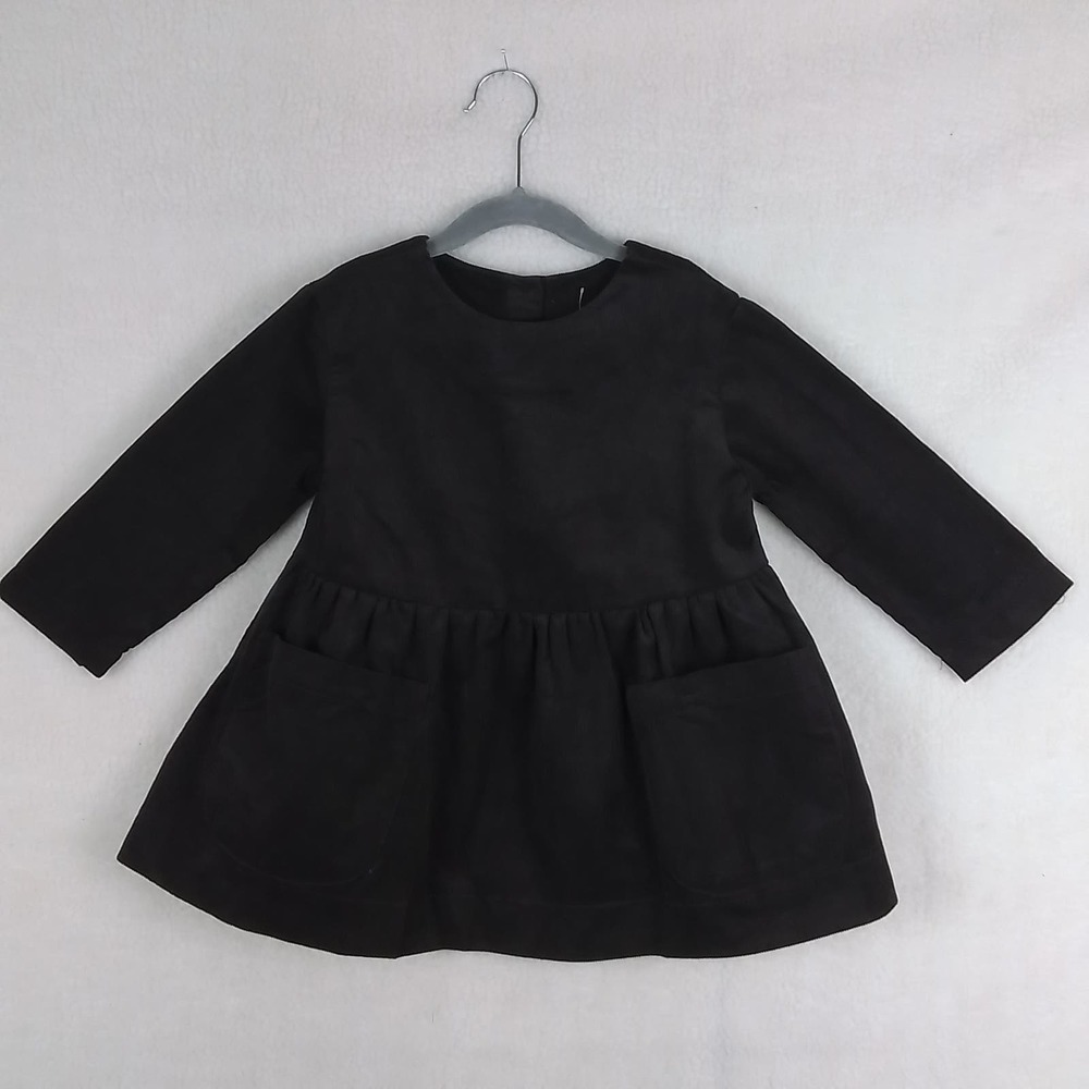 LeLe‎ Kids 4T Cotton Corduroy Long Sleeve Dress In Brown